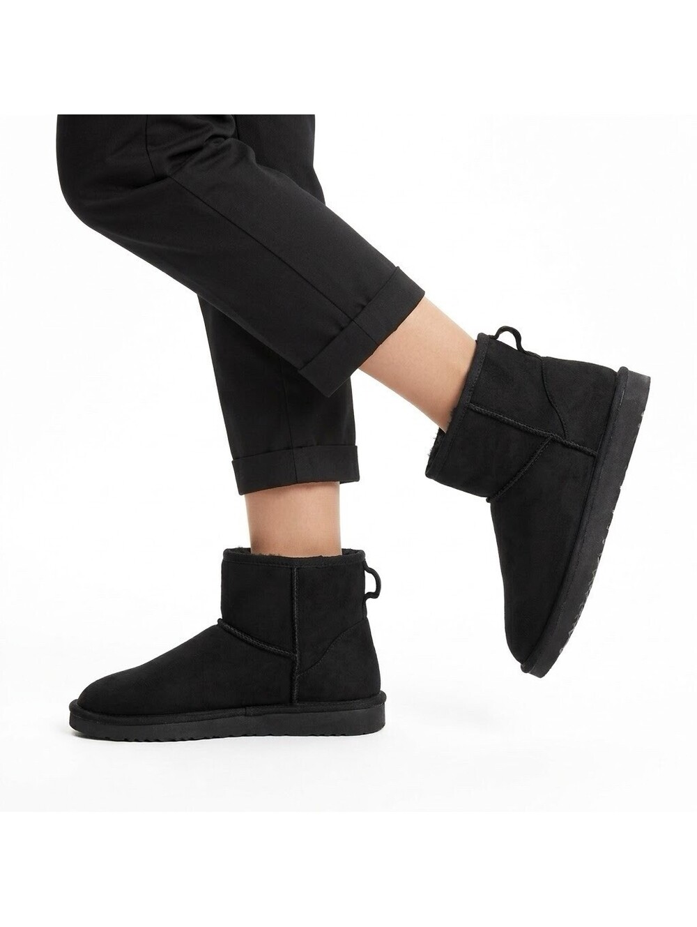 H&M Women's Black Faux Suede Ankle Boots Size US 7 / EUR 38 Winter Shoes